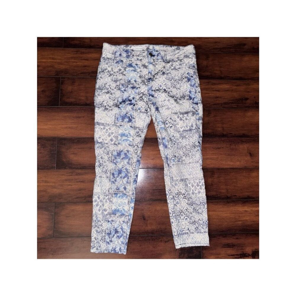Anthropologie Pilcro Letterpress Stet Blue Tapestry Slim Crop Pants Size 29x25